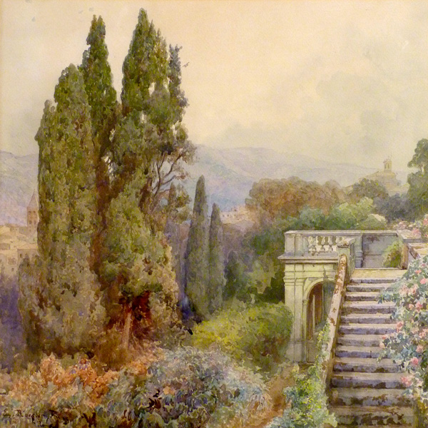 Ettore Roesler-Franz, Terrace of Villa d'Este, Tivoli, 1845