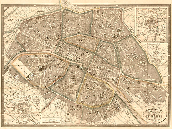 Antonio Galignani, Plan of Paris and Environs, 1865