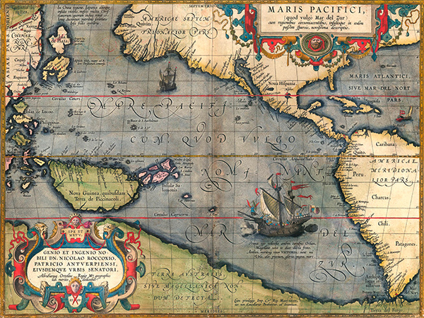 Abraham Ortelius, Map of the Pacific Ocean, 1589